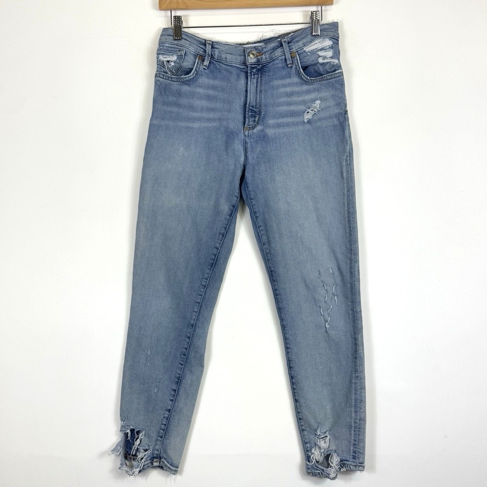 Agolde Sophie Crop Jeans 29 Light Wash Destroyed Distressed Frayed Holes Skinny